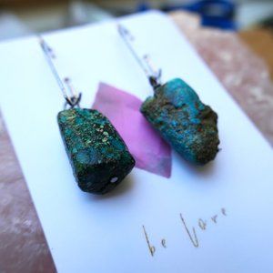 Handcrafted Raw Turquoise Boho Earrings